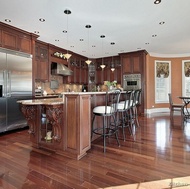 Traditional Dark Wood-Cherry Kitchen