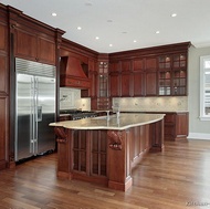 Traditional Dark Wood-Cherry Kitchen