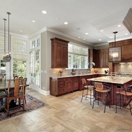 Traditional Dark Wood-Cherry Kitchen