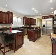 Traditional Dark Wood-Cherry Kitchen