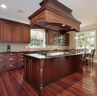 Traditional Dark Wood-Cherry Kitchen