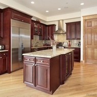 Traditional Dark Wood-Cherry Kitchen