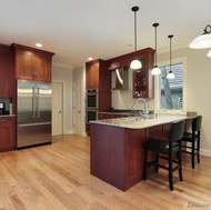 Traditional Dark Wood-Cherry Kitchen