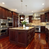 Traditional Dark Wood-Cherry Kitchen