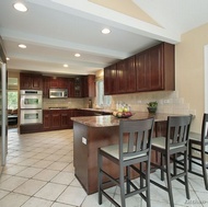 Traditional Dark Wood-Cherry Kitchen