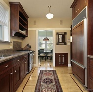 Traditional Dark Wood-Cherry Kitchen