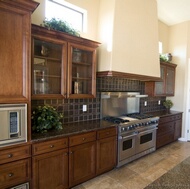 Traditional Dark Wood-Golden Kitchen