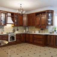 Traditional Dark Wood-Golden Kitchen