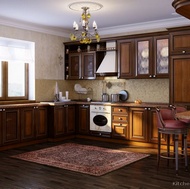 Traditional Dark Wood-Golden Kitchen