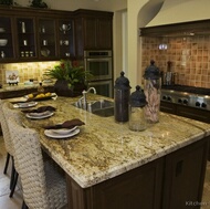 Traditional Dark Wood-Walnut Kitchen