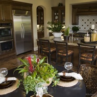 Traditional Dark Wood-Walnut Kitchen