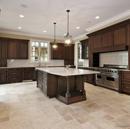 Traditional Dark Wood-Walnut Kitchen