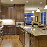 Traditional Dark Wood-Walnut Kitchen