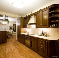 Traditional Dark Wood-Walnut Kitchen