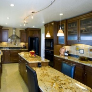 Traditional Dark Wood-Walnut Kitchen