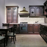 Traditional Dark Wood-Walnut Kitchen