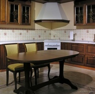 Traditional Dark Wood-Walnut Kitchen