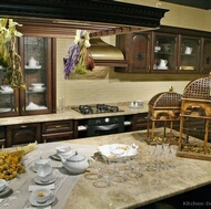 Traditional Dark Wood-Walnut Kitchen