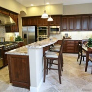 Traditional Dark Wood-Walnut Kitchen