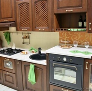 Traditional Dark Wood-Walnut Kitchen