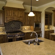 Traditional Dark Wood-Walnut Kitchen