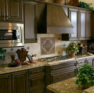 Traditional Dark Wood-Walnut Kitchen