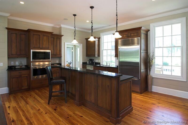 Kitchen Cabinets with Dark Wood Floors