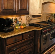 Traditional Dark Wood-Walnut Kitchen