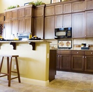 Traditional Dark Wood-Walnut Kitchen