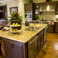 Traditional Dark Wood-Walnut Kitchen