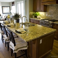 Traditional Dark Wood-Walnut Kitchen