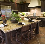 Traditional Dark Wood-Walnut Kitchen