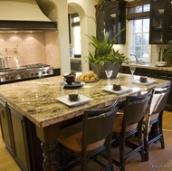 Traditional Dark Wood-Walnut Kitchen