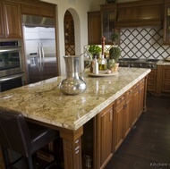 Traditional Dark Wood-Walnut Kitchen