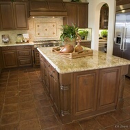 Traditional Dark Wood-Walnut Kitchen