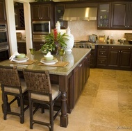 Traditional Dark Wood-Walnut Kitchen