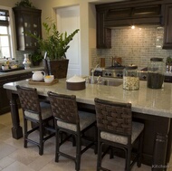 Traditional Dark Wood-Walnut Kitchen