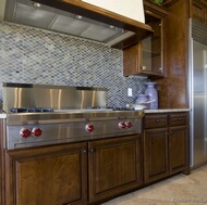 Traditional Dark Wood-Walnut Kitchen