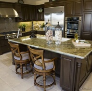 Traditional Dark Wood-Walnut Kitchen