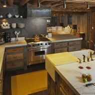 Traditional Dark Wood-Walnut Kitchen