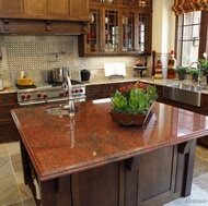 Traditional Dark Wood-Walnut Kitchen