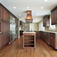 Traditional Dark Wood-Walnut Kitchen