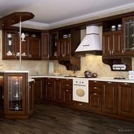 Traditional Dark Wood-Walnut Kitchen