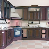 Traditional Dark Wood-Walnut Kitchen