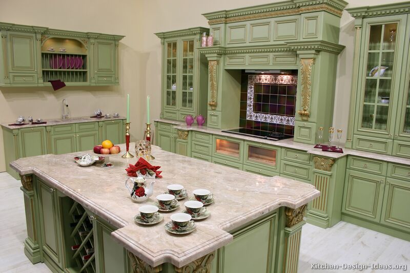 Pictures of Kitchens Traditional Green Kitchen Cabinets 