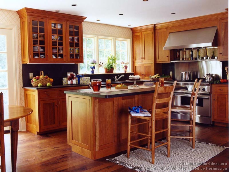 Kitchens with Cherry Cabinets and Wood Floors