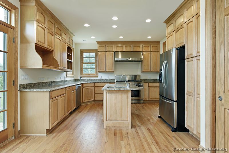 Kitchens with Light Wood Floors and Cabinets