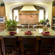 Traditional Medium Wood-Brown Kitchen