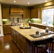 Traditional Medium Wood-Brown Kitchen