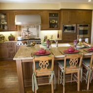 Traditional Medium Wood-Brown Kitchen